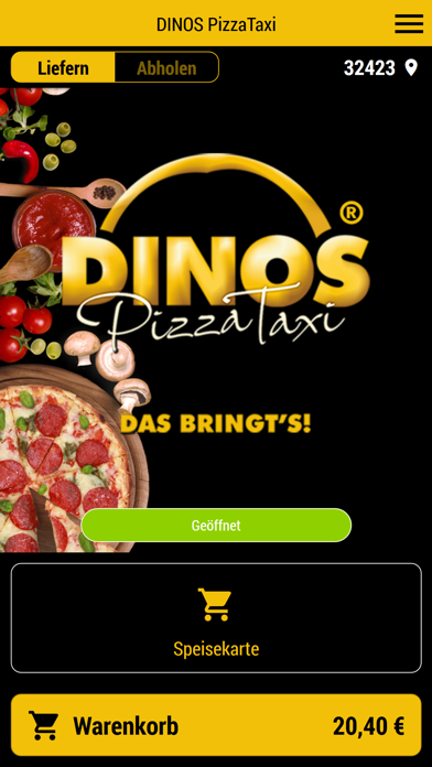 DINOS PizzaTaxi app screenshot