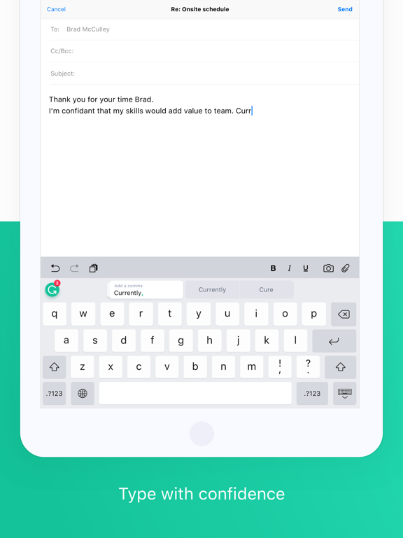 iPad Image of Grammarly Keyboard