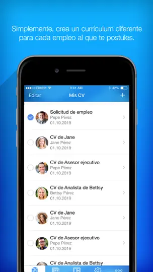 Captura de pantalla de Currículum Vítae en iPhone 2
