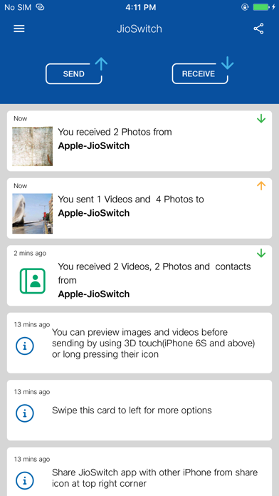 Screenshot #1 pour JioSwitch-Transfer,Share Files