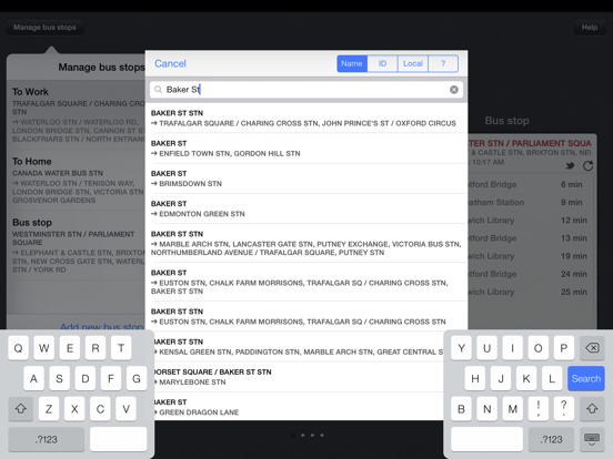 Next Bus Times London iPad screenshot 4 - Travel app