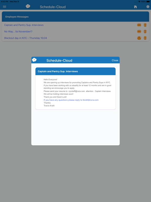 Schedule-Cloud Staff iPad screenshot