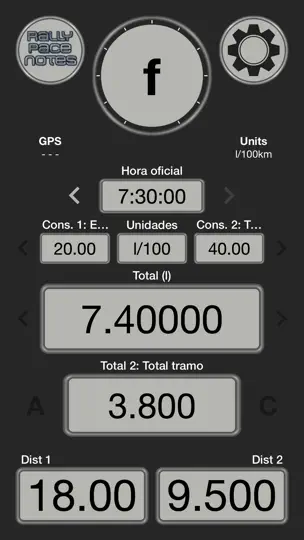 Captura de pantalla de RallyPacenotes en iPhone 9