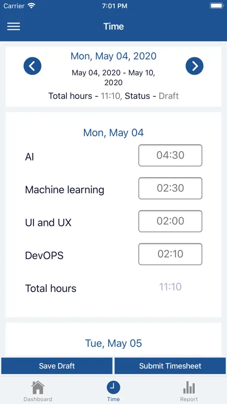 Mobile MyTimeSheet