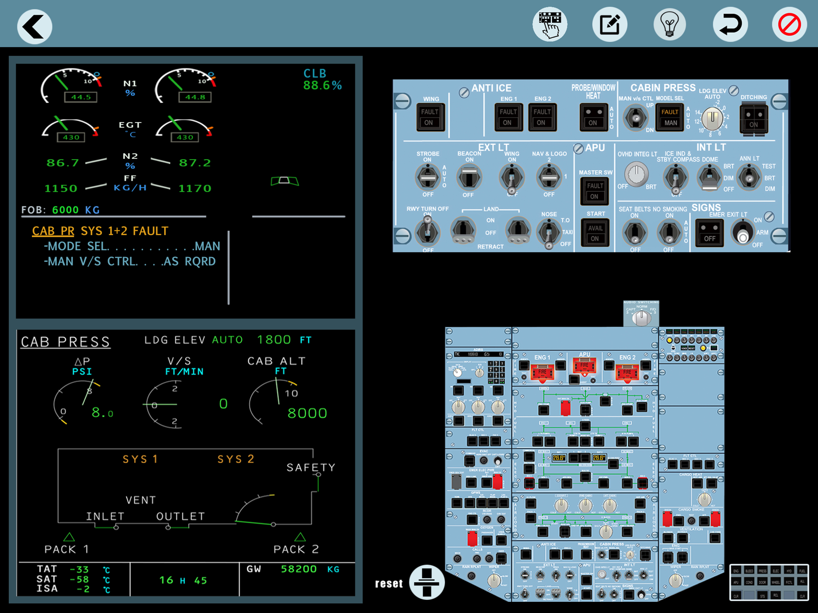 Airbus A320 ecam Pilot trainer