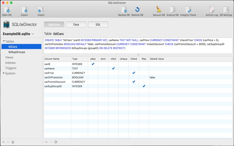 Screenshot #1 pour SQLiteDirector