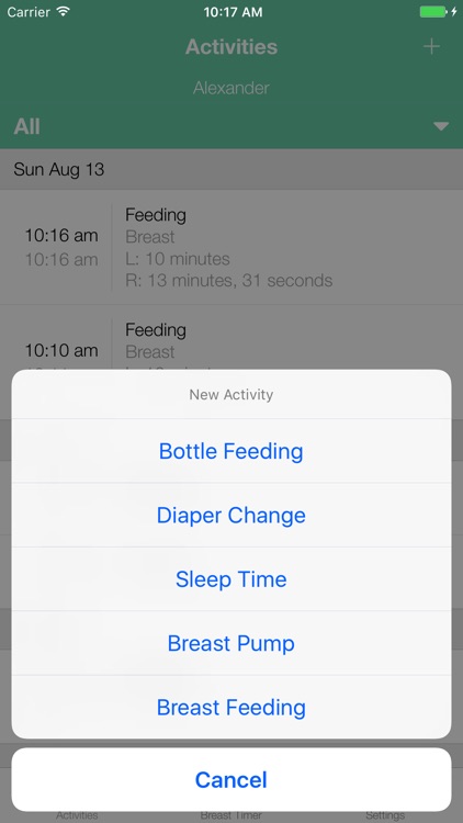 BoobieTime Breast Feeding App