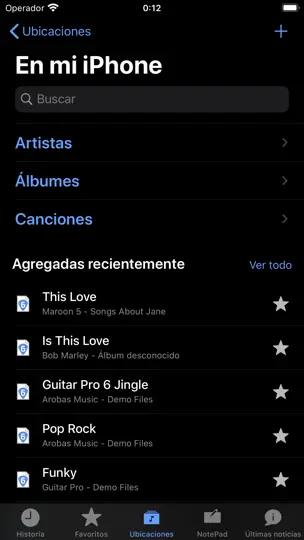 Captura de pantalla de Guitar Pro en iPhone 5