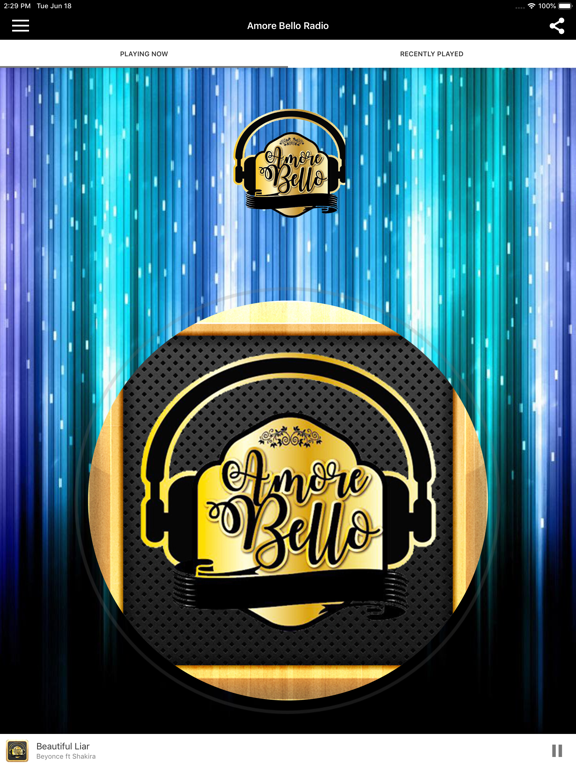 Amore Bello Radio iPad screenshot 1 - Music app