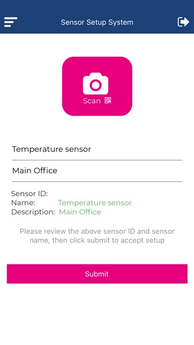 Sensor Setup Screenshot