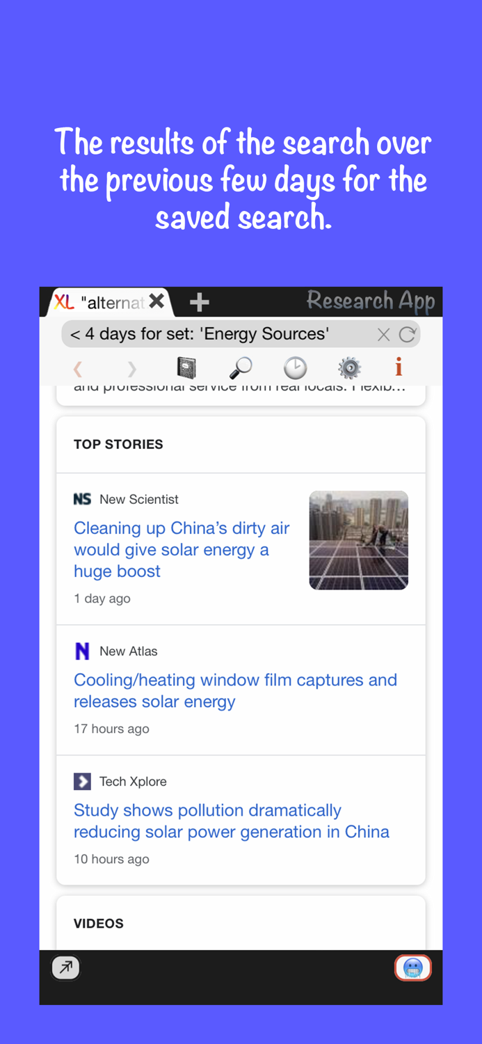 Research App - Saved Searches
