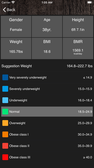 BMI&BMR Calculator Screenshot