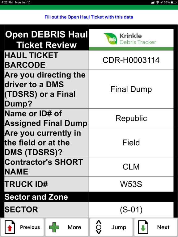Krinkle Debris Tracker iPad screenshot 2 - Business app