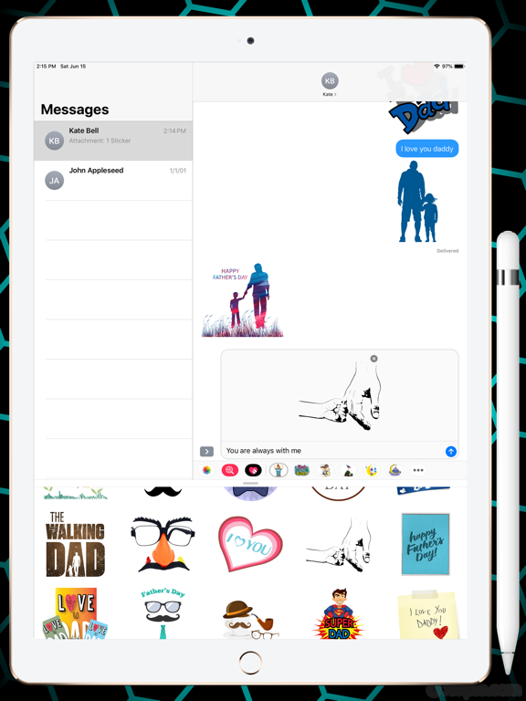 Happy Fathers Day Celebrations iPad screenshot 9 - Stickers app