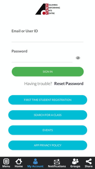 Columbia Performing Arts Centr iPhone screenshot 4 - Sports app