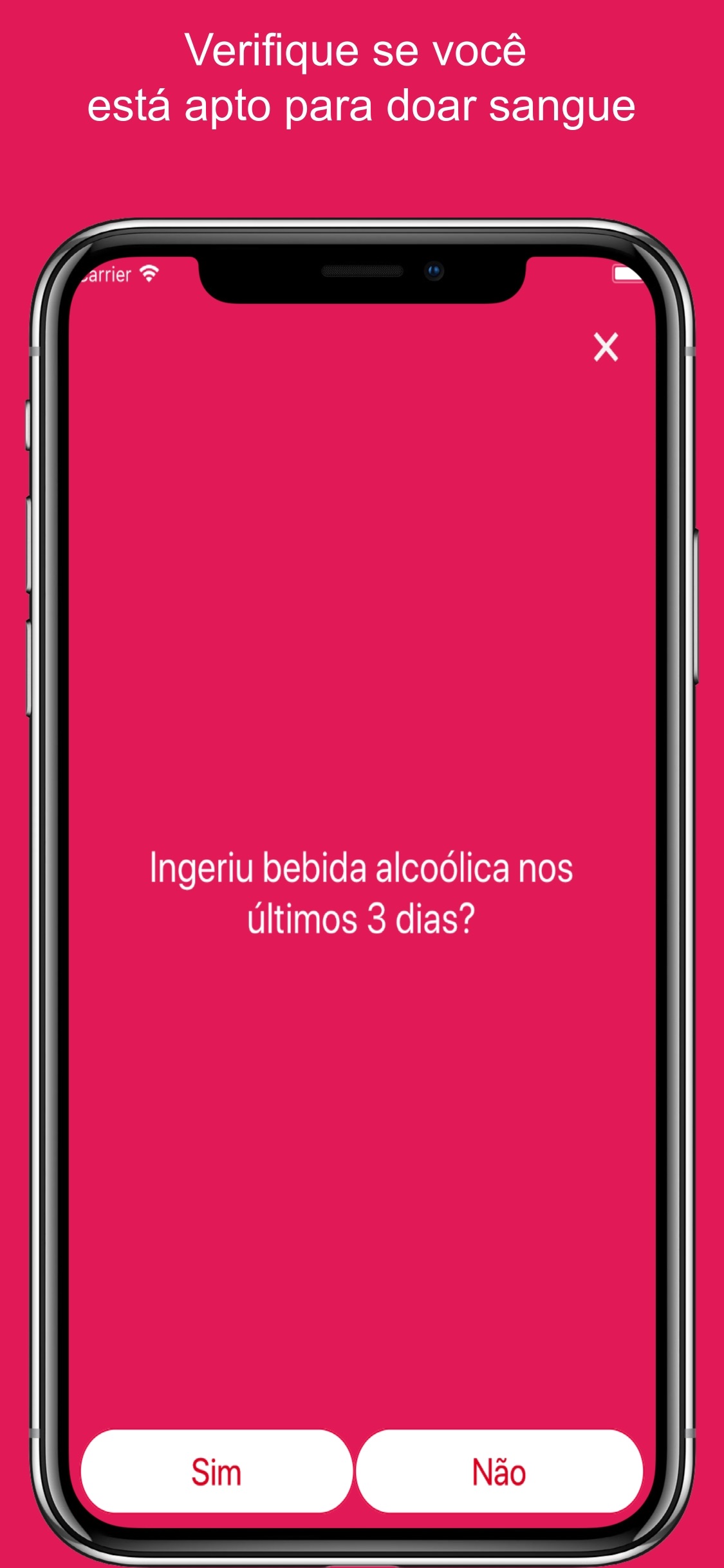 Screenshot do app +Sangue