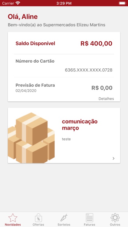 Cartão Elizeu Martins