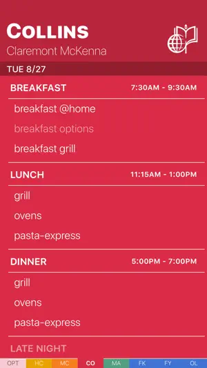 5Cs Menu screenshot 3