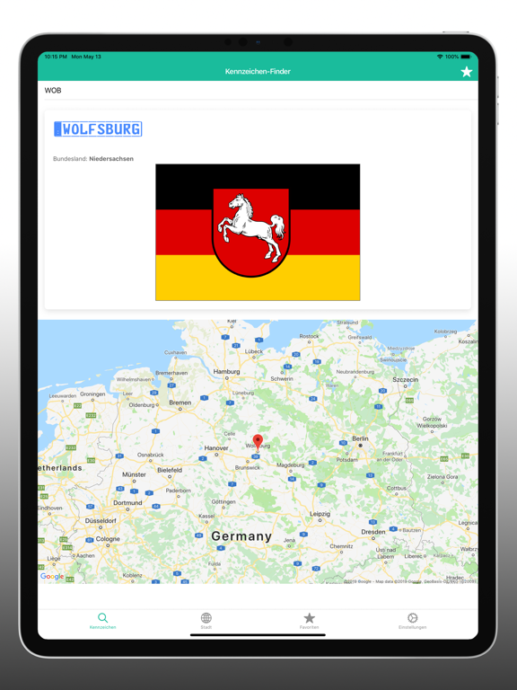 Kennzeichen-Finder mit Karte iPad screenshot 7 - Travel app