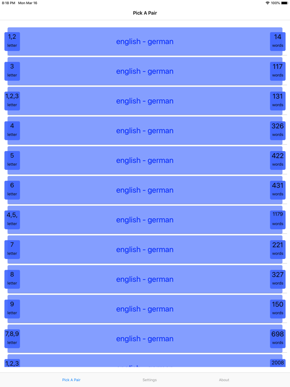 PickAPair German - English