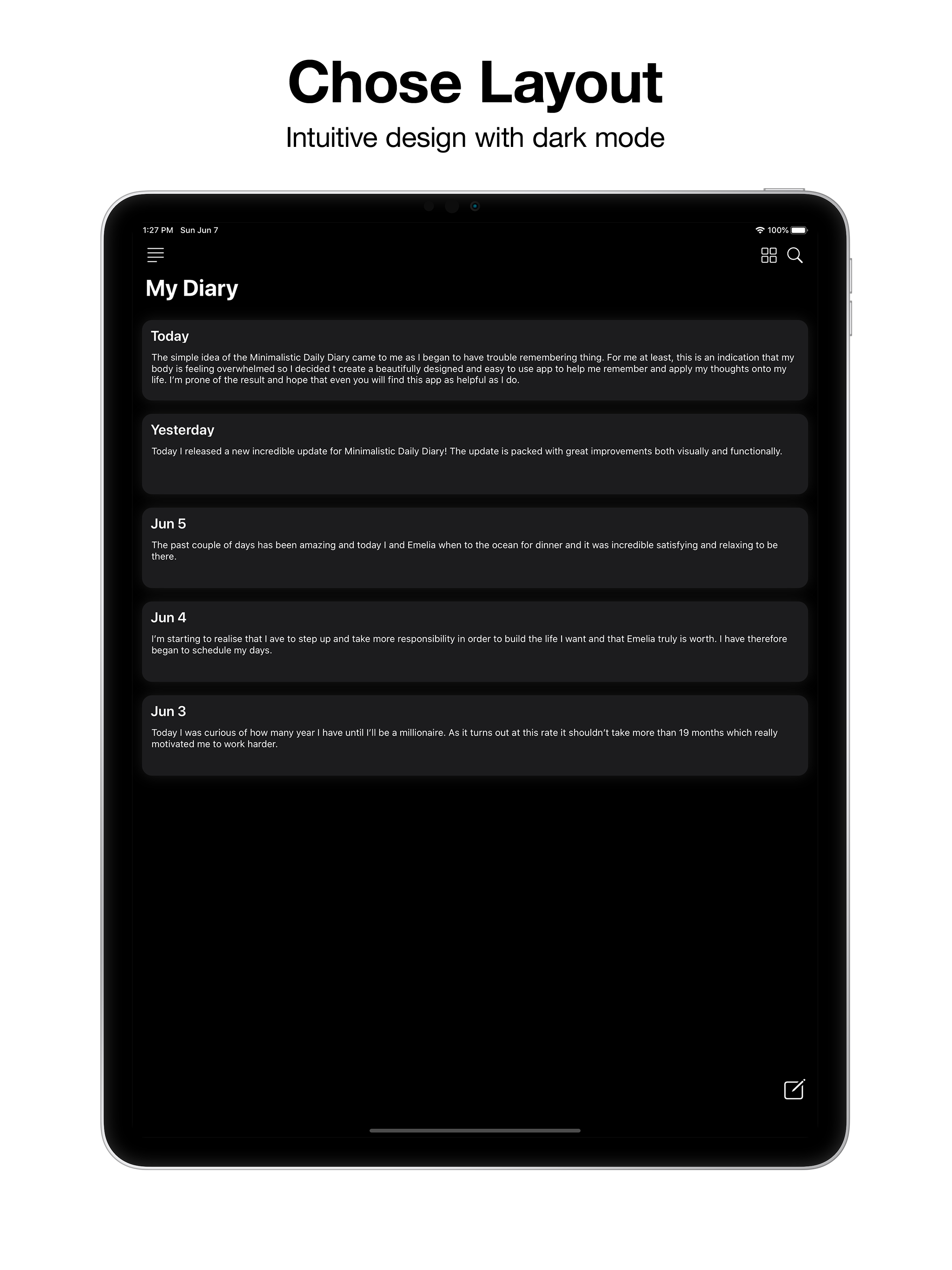 Minimalistic Daily Diary