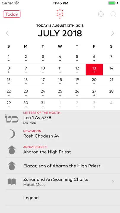 Kabbalistic Calendar iPhone Ekran Görüntüsü 1