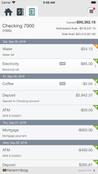 Fremont Bank Business Banking Screenshot