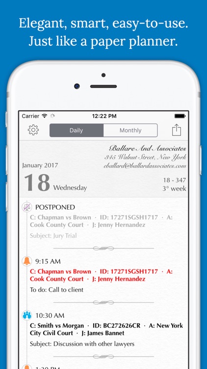 Lawyer's Planner for iPhone