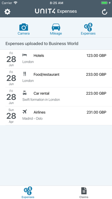 Unit4 Expenses Screenshot