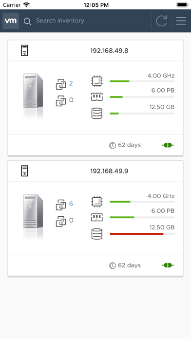 vSphere Mobile Client Screenshot