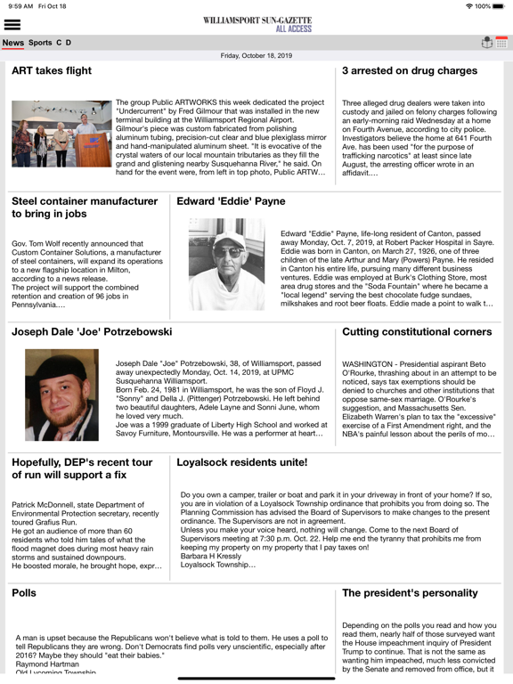 Sun-Gazette All Access iPad screenshot 6 - News app