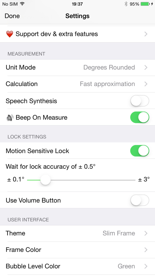 #5. Clinometer + bubble level (iOS) De: Peter Breitling