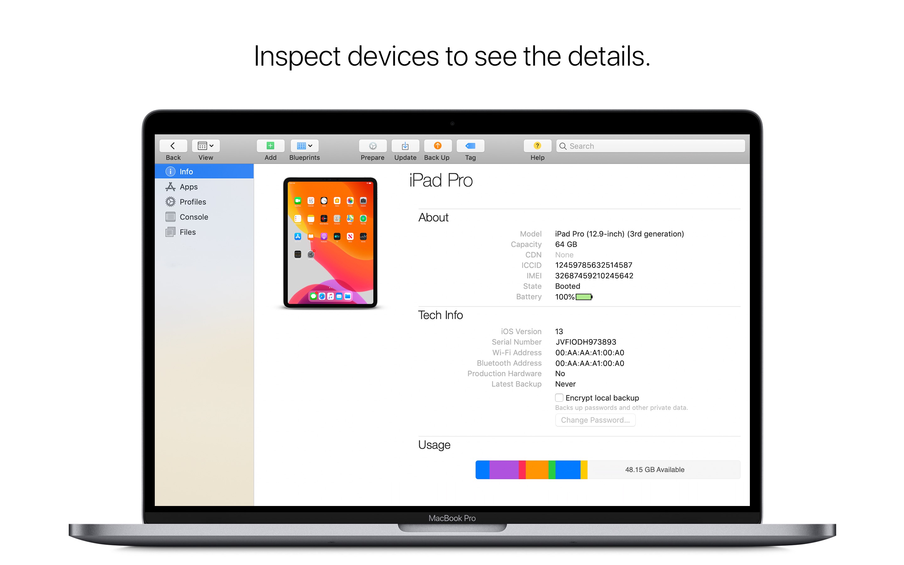 Screenshot do app Apple Configurator 2