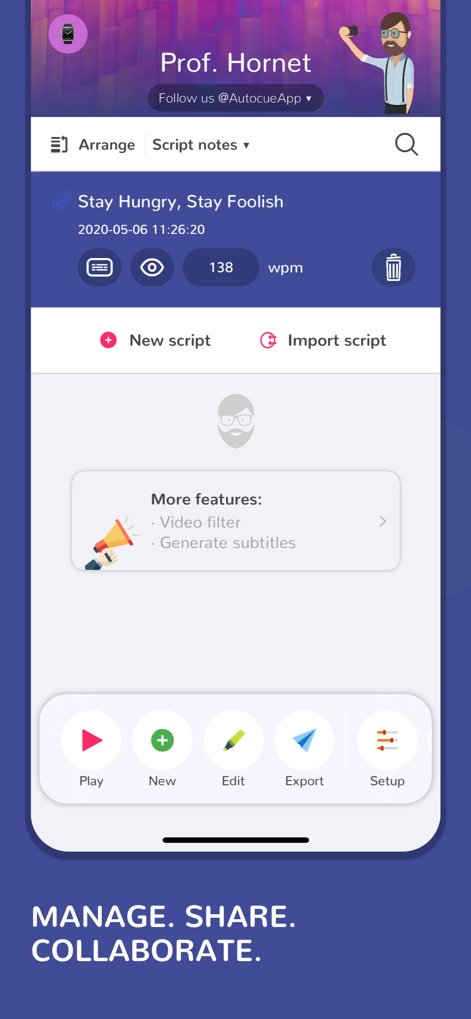Teleprompter Easy Prof Hornet - teleprompter-prof-hornet-script-management