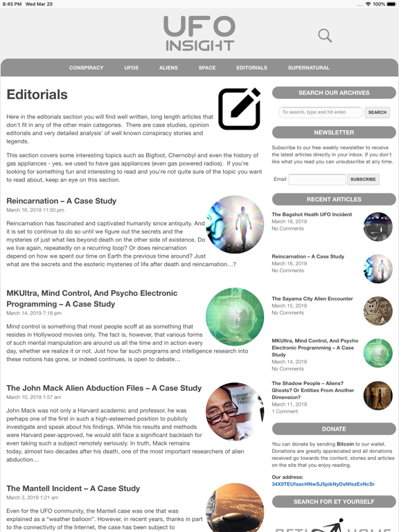 UFO Insight iPad screenshot 4 - News app