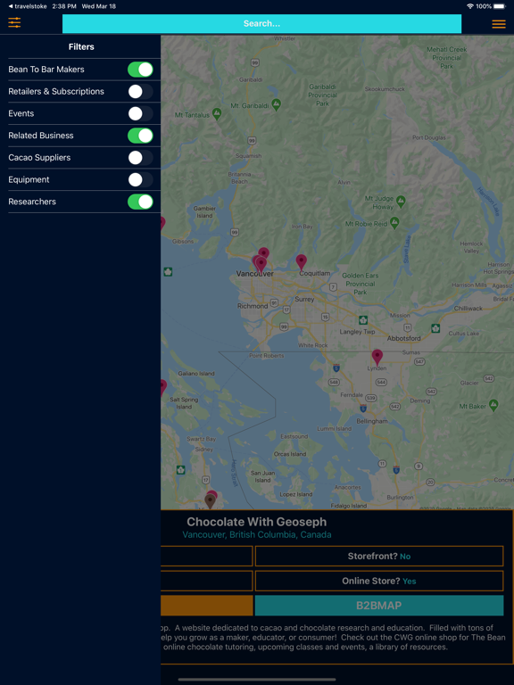 Chocolate Map iPad screenshot 4 - Navigation app