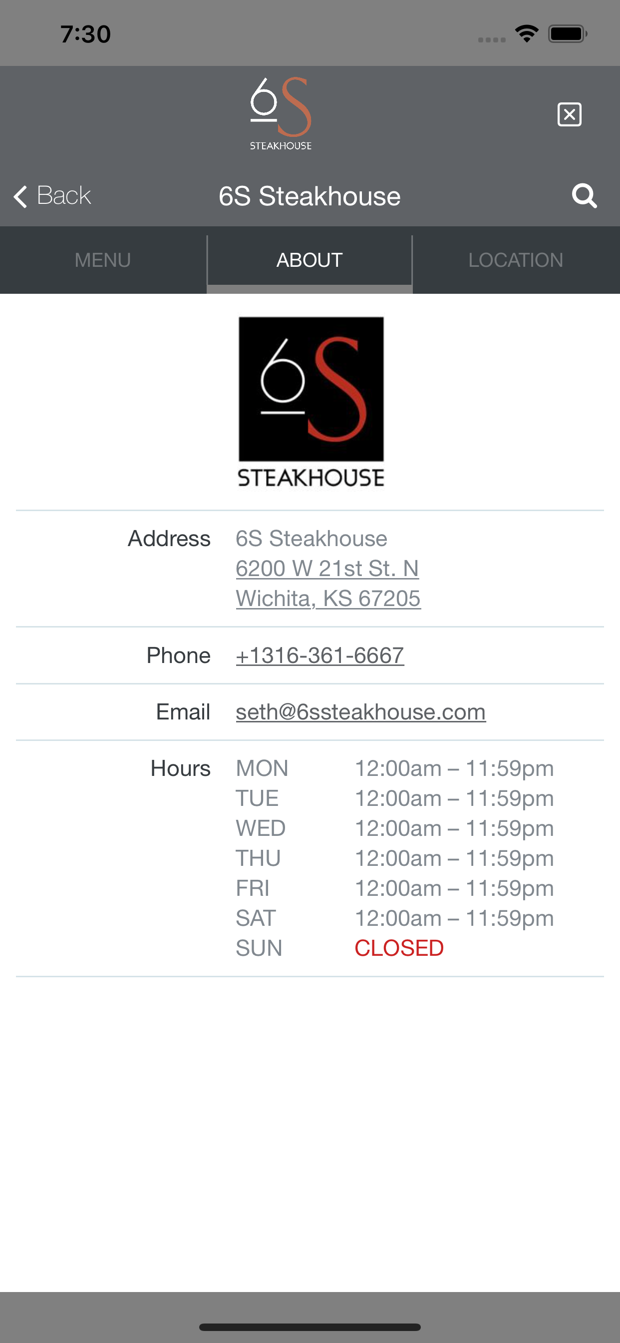 6S Steakhouse screenshot 4