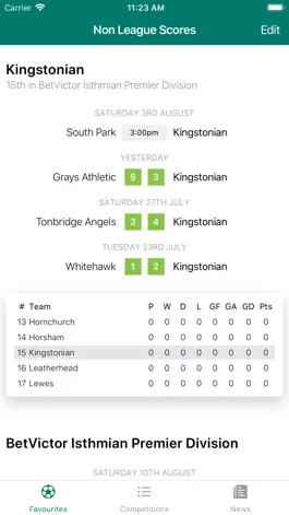 Game screenshot Non League Football Scores apk