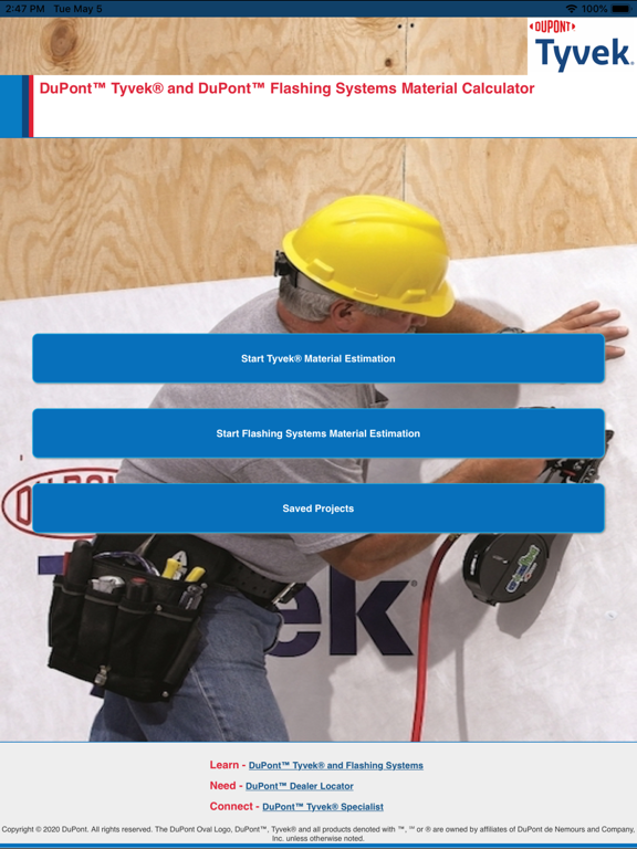 DuPont™ Tyvek® Calculator iPad screenshot 1 - Business app