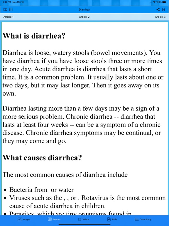 Diarrhea iPad screenshot
