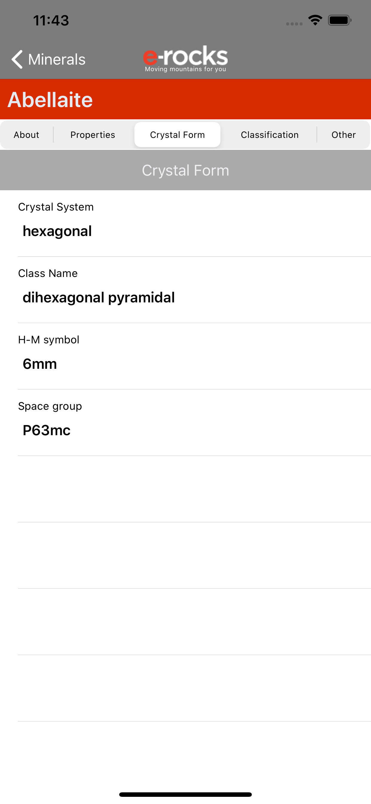 Mineralogy Database by e-Rocks