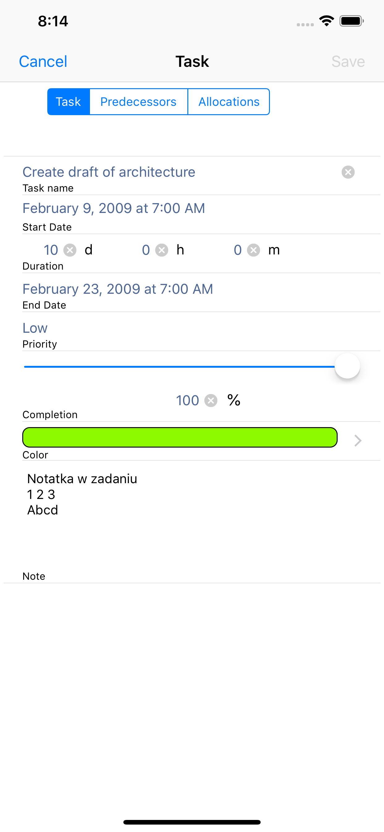Project Planner - Gantt app