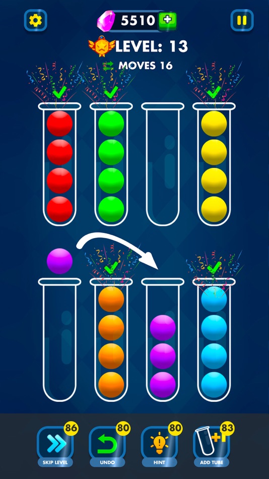 #5. Puzzle Ball Sort Game 3D (iOS) Podle: Peachu Pacha Games