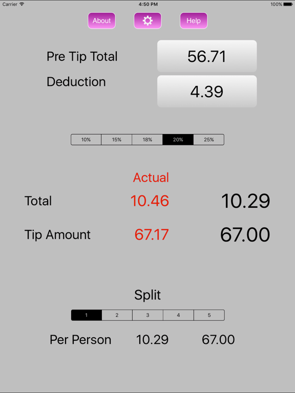 Nilnoc TipCalc iPad screenshot 1 - Utilities app