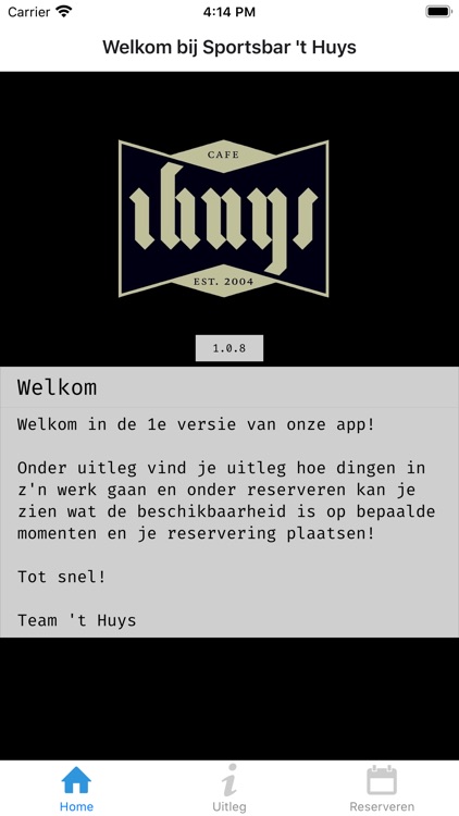 Sportsbar 't Huys Kroegplanner