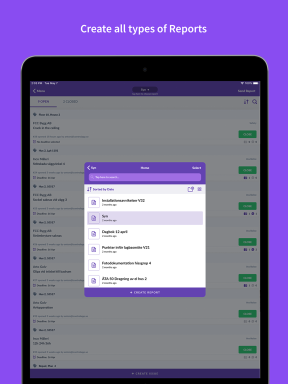 iControl: Construction reports iPad screenshot 4 - Business app