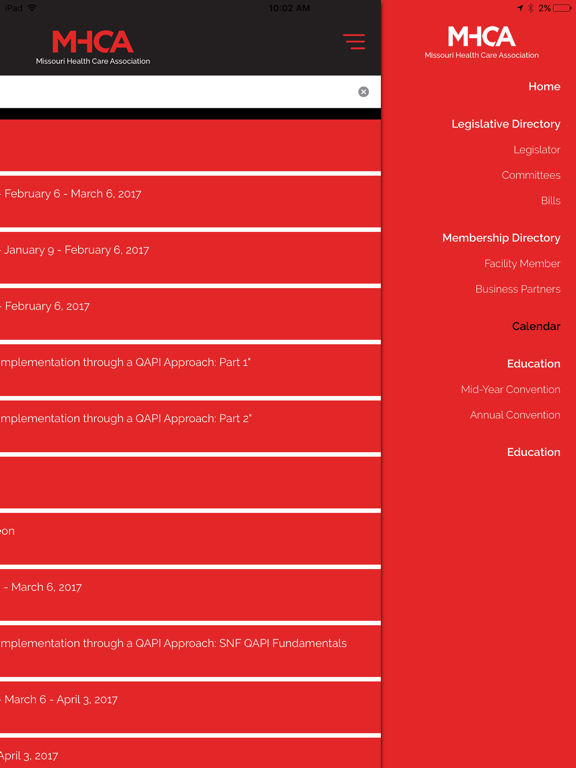 MHCA Membership App iPad screenshot