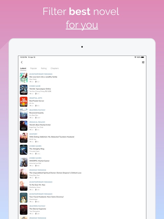 Love Novel - NovelFever iPad screenshot 4 - Entertainment app