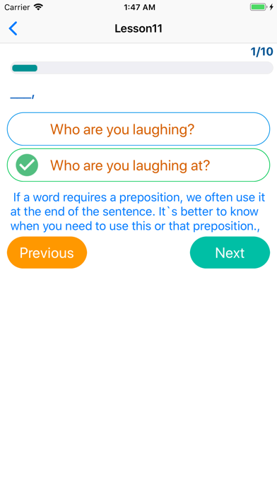 English Proficiency Test Screenshot