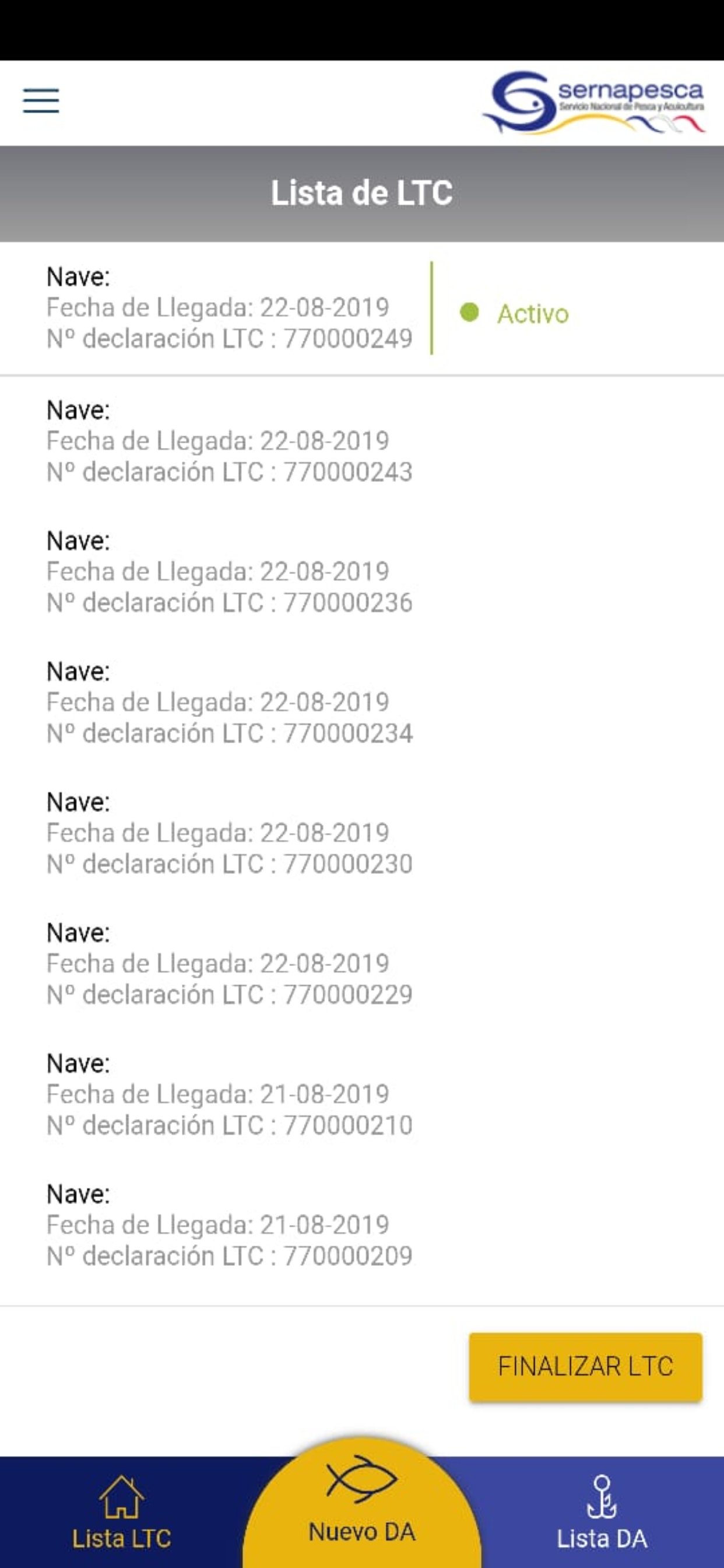 Sernapesca LTC screenshot 5